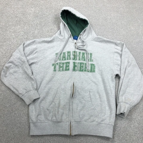 Vintage Marshall Thundering Herd Jacket Men Large Gray Full Zip Hoodie Adult AZ* Cover