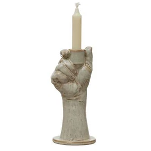 Reactive Glaze Stoneware Hand-Shaped Taper Candle Holder - Picture 1 of 5