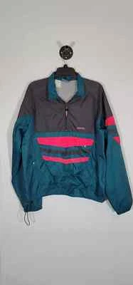 Vintage 90s Hind Windbreaker Men’s Size L Color Block Mock Neck 1/4 Zip Jacket - Image 1 of 4