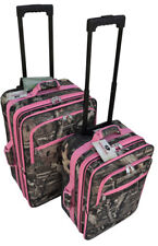 Explorer Mossy Oak with Pink Trim Heavy Duty Luggage with Pulling Handles 2 W...
