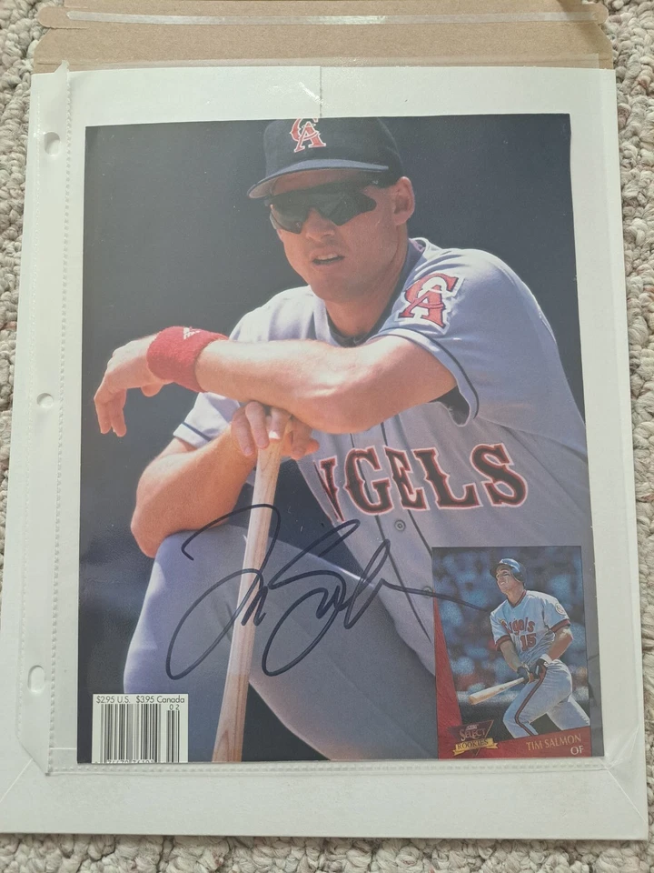 TARJETA FOTOGRÁFICA 8X10 CALIFORNIA ANAHEIM ANGELS TIM SALMON ROY WS CHAMP AUTOGRAFIADA Foto 1 de 1