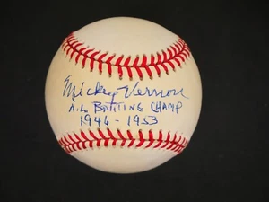 MICKEY VERNON SIGNED OFFICIAL AMERICAN LEAGUE BASEBALL AL BATTING CHAMP PSA COA - Picture 1 of 7