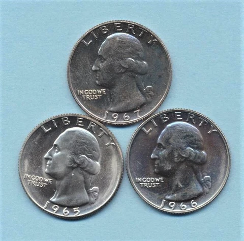 1965, 1966, 1967 BU Special Mint Set  Washington  Quarters    FREE SHIP Cover