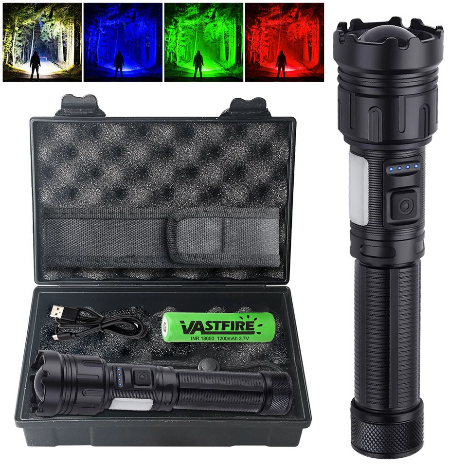 4 IN1 Color LED Flashlight Night Torch Coyote Hog Hunting Camping Light BOX Pack - Image 1 of 4