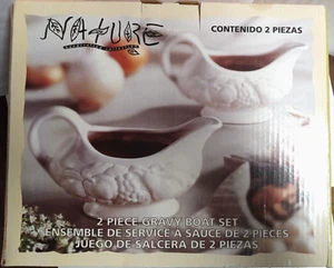 Nature Handcrafted Collection 2 Piece Gravy Boat Set - Picture 1 of 2