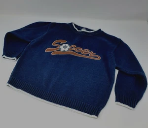 Boys Soccer Sweater Y2K Sport Pullover Navy Blue Crew Neck Size 4 - Picture 1 of 2