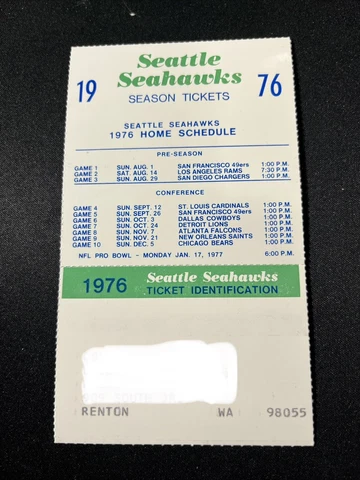 1976 - SEATTLE SEAHAWKS - Season Ticket Holders Schedule - 1st Season - RARE Cover