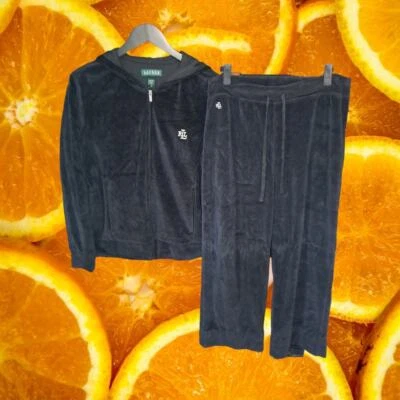 Vintage Lauren Ralph Lauren Black Velor Track Suit Size Medium - Image 1 of 4