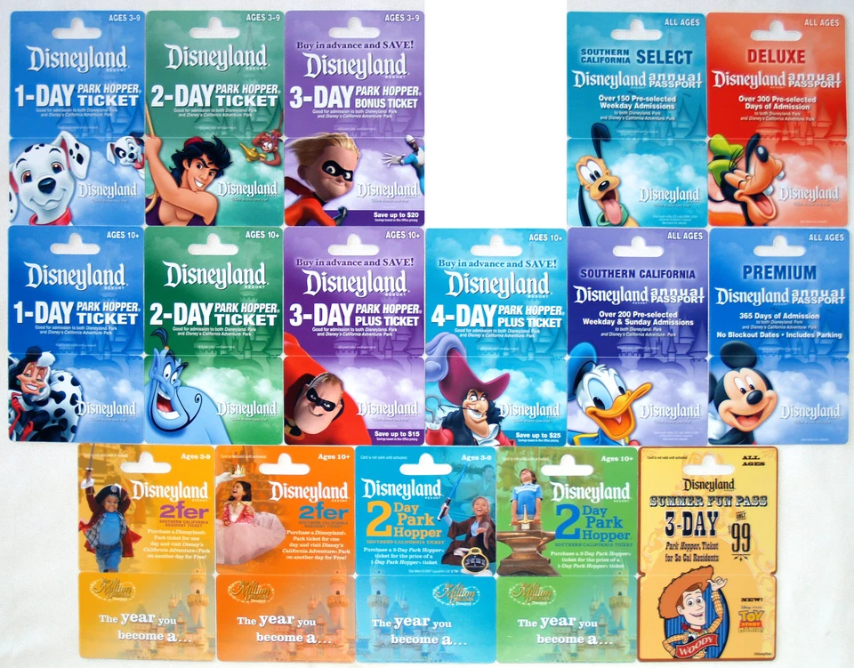 16 Different DISNEYLAND Passport Disney Gift Cards 2008:Dalmatians, Incredibles+ - Image 1 of 1