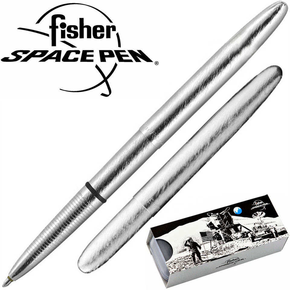 Fisher space pen Bullet - Genuine Fisher - Multiple Colours - GIFT BOXED Brushed Chrome