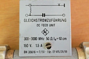 R&S 300–3000MHZ 50 Ω IE = 10 CM DC FEED UNIT BN35616-7/50 - Picture 1 of 8