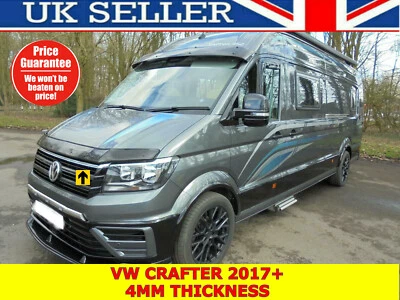 VW CRAFTER 2017+GLOSS BLACK BONNET WIND DEFLECTOR PROTECTOR BONNET GUARD BRA