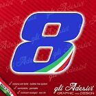 Adhesive Stickers Number 8 Moto Car Cross Race Blue & Tricolor 5 Cm