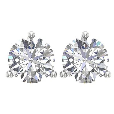 VVSE 1.0/1.50/2 Ct Lab Grown Diamond Martini Set Solitaire Stud Earring 14K Gold - Image 1 of 4