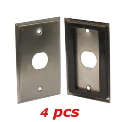 PACK DE 4 placas de pared de mampara de sello de agua de acero inoxidable para exteriores de una sola pandilla de 1 puerto Foto 1 de 3