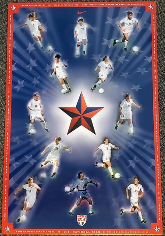 US Women's Soccer Team 1999 Vintage Original Nike POSTER - Mia Hamm, Foudy +++ Cover