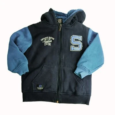 Southpole 蓝色连帽衫全拉链夏尔巴夹克男孩青少年尺寸 M — 第 1/4 张图片