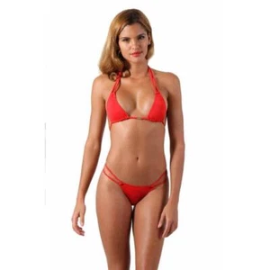 Damen Brazilian Bikini Neckholder Triangel Rot #BI798 - Picture 1 of 9