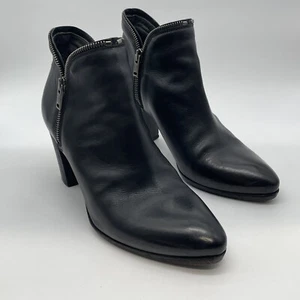 Pantanetti Booties Schwarz Leder Doppelreißverschluss Stiefel Italien Damen 8,5 EU 39 - Bild 1 von 11