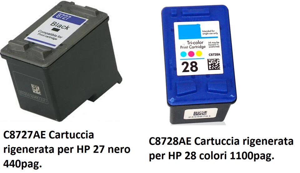 2 CARTUCCE HP NERO 27 E COLORE 28 PSC 1110/1200/1205/1210/1213/1215/1217/1219 - Immagine 1 di 1