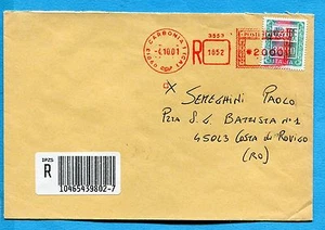 2001 £.3000 ISOLATO annullato con AFFRANCATURA MECCANICA ROSSA  (500587) - Picture 1 of 1
