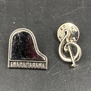 Lote de 2 Tono Plateado Llave Trebel Piano Nota Música Solapa Sombrero Pinback Musical - Imagen 1 de 7