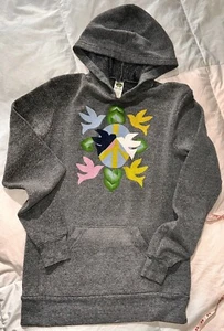 Alternative Earth Long Sleeve Gray Pullover Hoodie Peace & Twitter Bird Sz Small - Picture 1 of 6
