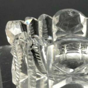 Antique Salt Cellar Salt Dip Open Dish Cut Lead Crystal Zipper Sawtooth Vintage - Picture 1 of 6
