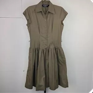 Abito Norma Kamali donna verde medio mezzo bottoni cappuccio manica camicia vestito - Foto 1 di 10