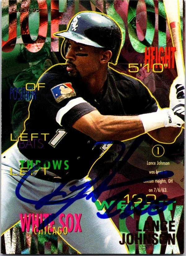 Lance Johnson autographed baseball card (Chicago White Sox) 1995 Fleer #121 - Image 1 of 1