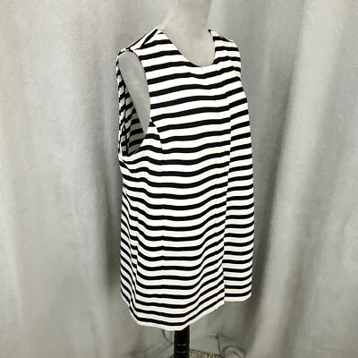 New Chicos Vest Jacket Size XL Full Zip Black White Striped 3 Hidden Zipper NWT - Image 1 of 4