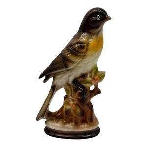 Vintage Beautiful Ceramic Robin Bird On Tree Stump Figurine Handpainted 9.5” - Picture 1 of 13