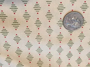 Fabric Christmas Holly Trees on Cream Cotton 1/4 Yard - Picture 1 of 3
