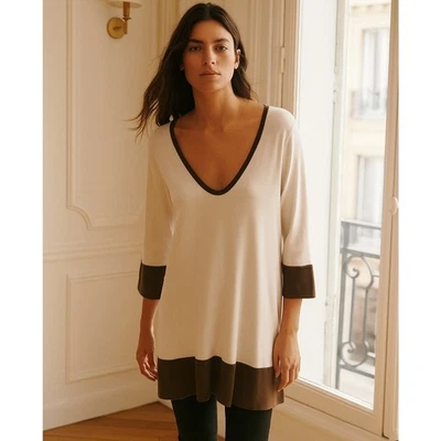 Tommy Bahama Blanco y Marrón Suéter Vestido Túnica Grande Foto 1 de 4