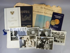 1957 Dwight Eisenhower Eröffnung Paradeball Festival Einladung Medaille Foto Lot - Bild 1 von 5