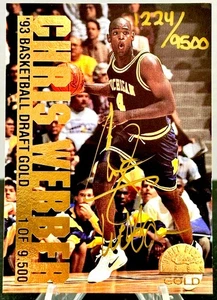 CHRIS WEBBER (HOF) 1993 CLASSIC NM/MT CARD #224/9500 DRAFT PICKS GOLD AUTO LOOK! - Picture 1 of 2