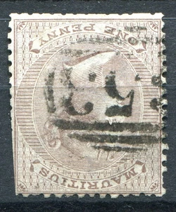 (950) ZIEMLICH GUTE GEBRAUCHTE 1863 MAURITIUS QV 1d BRAUN INVERTIERT CC WMK SG57Wi - Bild 1 von 1