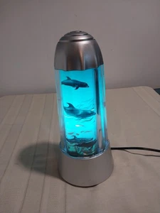 Vintage Dolphin, Fish Aquarium Lamp Night Light Rotating Animated 14" X 6" - Picture 1 of 5