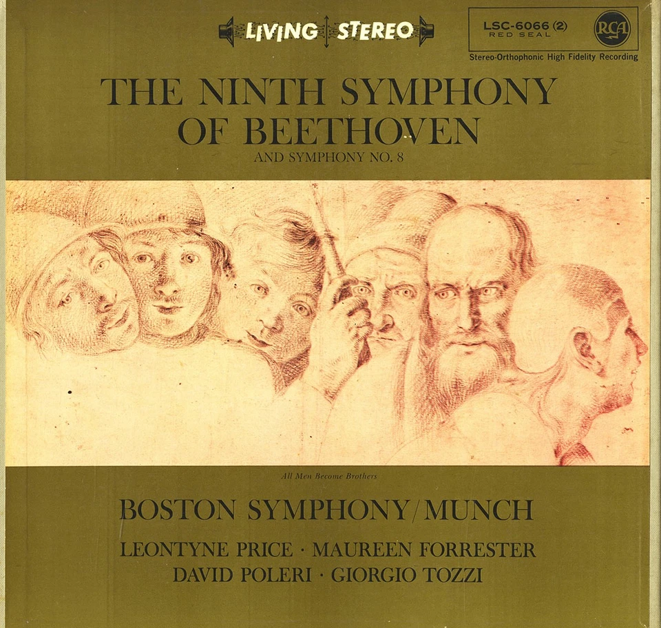 BEETHOVEN Symphonies 8 & 9 MUNCH Boston SO 2LP RCA LSC-6066 German Early Press - Image 1 of 3