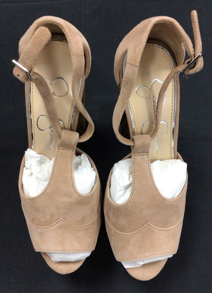 Jessica Simpson Dany Correa en T Madera Plataforma Sandalia Arena Chilena Gamuza Talla 5M Foto 1 de 4