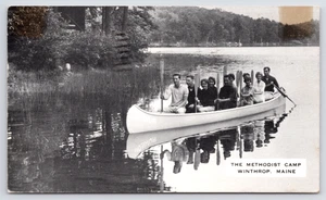 1964 Winthrop, Maine The Methodist Summer Camp Mechuwana, Canoe Pond ME Postcard - Picture 1 of 2
