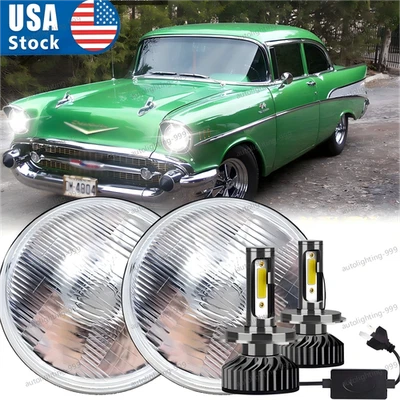 Par de faros LED redondos de 7 pulgadas para Chevy Bel Air 1955 1956 1957 Foto 1 de 4