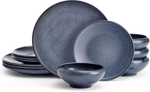 Mikasa 12-teiliges Geschirrset in leuchtendem Blau, robustem Steinzeugdesign - Neu im Karton - Bild 1 von 9