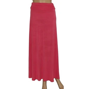 Coco Medium Maxi Skirt rollover waist long pretty coral pink knit rayon spandex - Picture 1 of 8