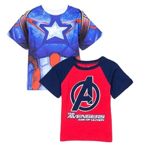 Marvel Avengers The Age of Ultron Captain America Boys 2 Pack T Shirt Set - Picture 1 of 1