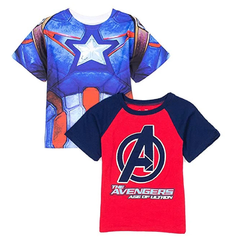 Marvel Avengers La Era de Ultrón Capitán América Niños Paquete de 2 Camisetas Conjunto Foto 1 de 1