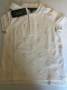 Polo Ralph Lauren Girls BANANA CREAM All-Over Pony Mesh Polo Shirt S(7) - Picture 1 of 3