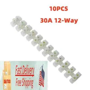 30Amp 12Position Wire Connector Dual Row Screw Barrier Block Terminal Strip 10pc - Picture 1 of 5