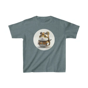 US Kids - Hamster as a Japanese Samurai - Heavy Cotton Tee - 7Y to 14Y - Picture 1 of 29