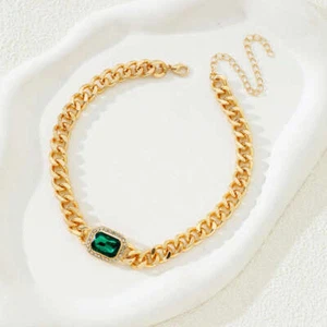 Joyería Simple Lujoso Estrás Cadena Gruesa Gargantilla Collar para Mujer Mujer Mujer - Imagen 1 de 4